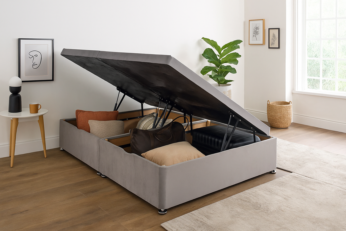 Luxury Side Lift Ottoman Storage Divan Bed Base